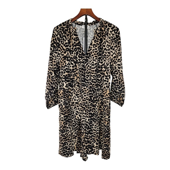 Caralynmirand The Drop Women's Leopard Print V Neck 3/4 Sleeve Casual Dress XL - Picture 2 of 4
